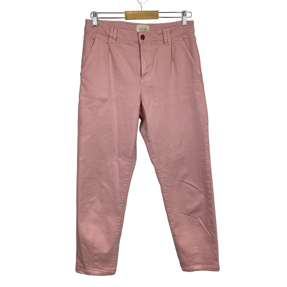 Sezane Paris Hi Rise Cropped Slim Straight Pink Jeans - Picture 1 of 10